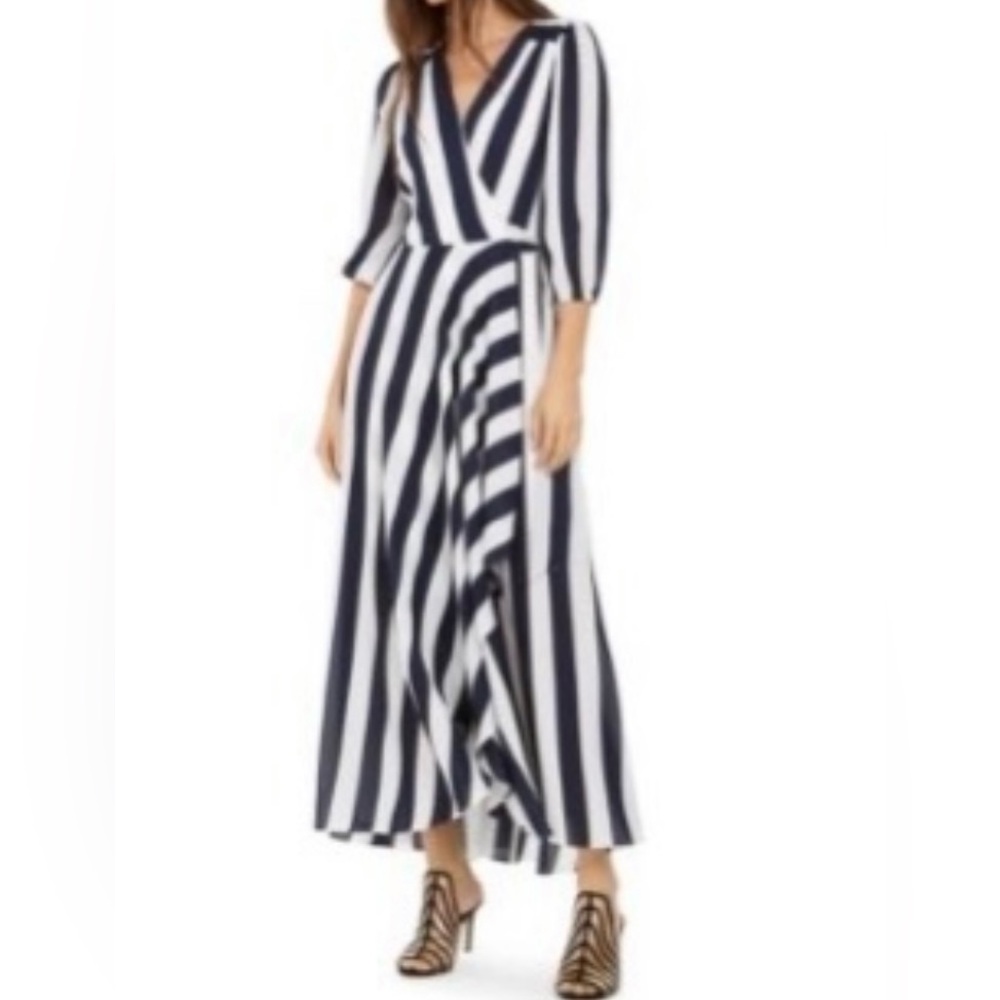 Wrap Navy and White Maxi Dress - Picture 1 of 13